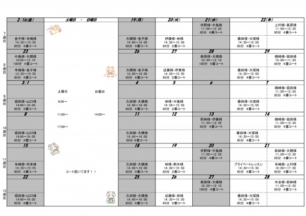 ﾚﾝﾀﾙｺｰﾄ曜日別当選者